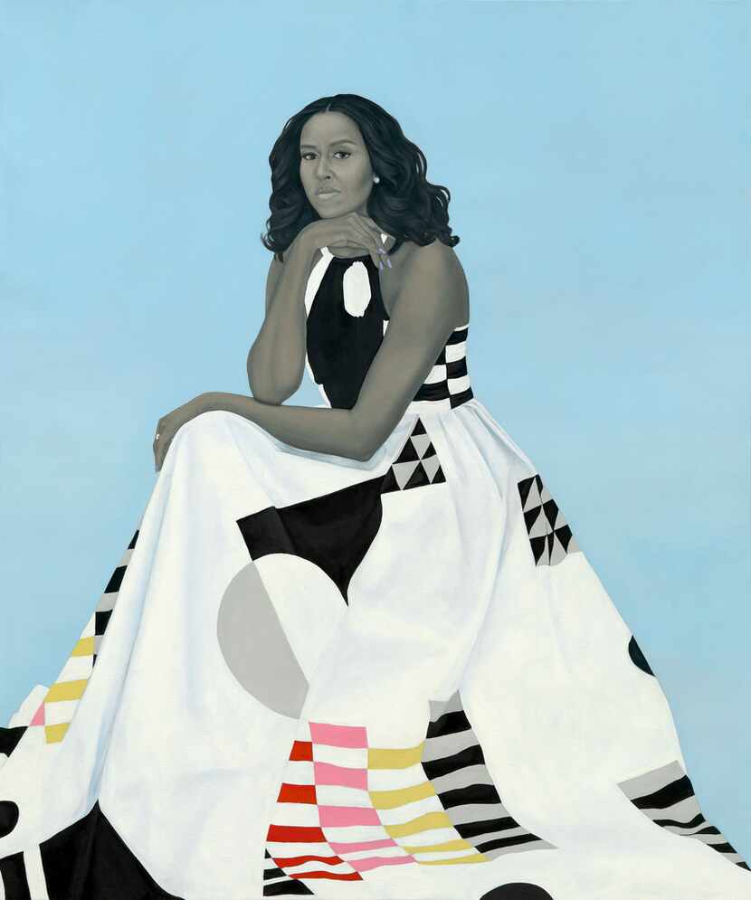 The official portrait of former First Lady Michelle Obama by artist Amy Sherald