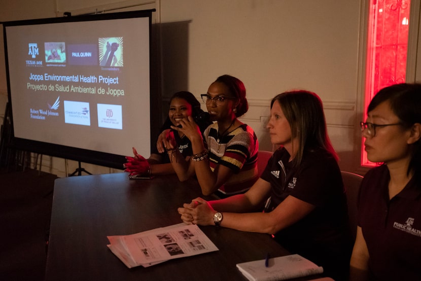 Left to right, Misti O’Quinn, a community liaison for Downwinders at Risk; Alicia Kendrick,...