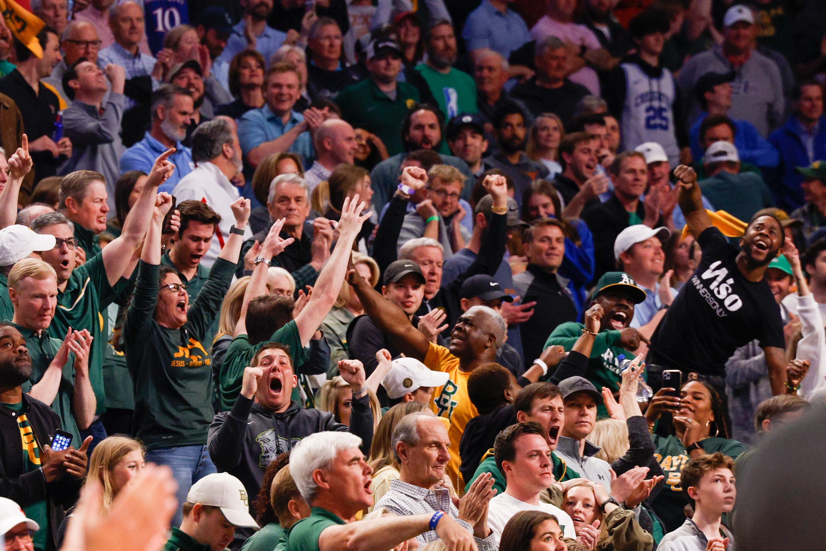 Baylor Bears fans celebrate during the second half of a second round game of the 2022 NCAA...