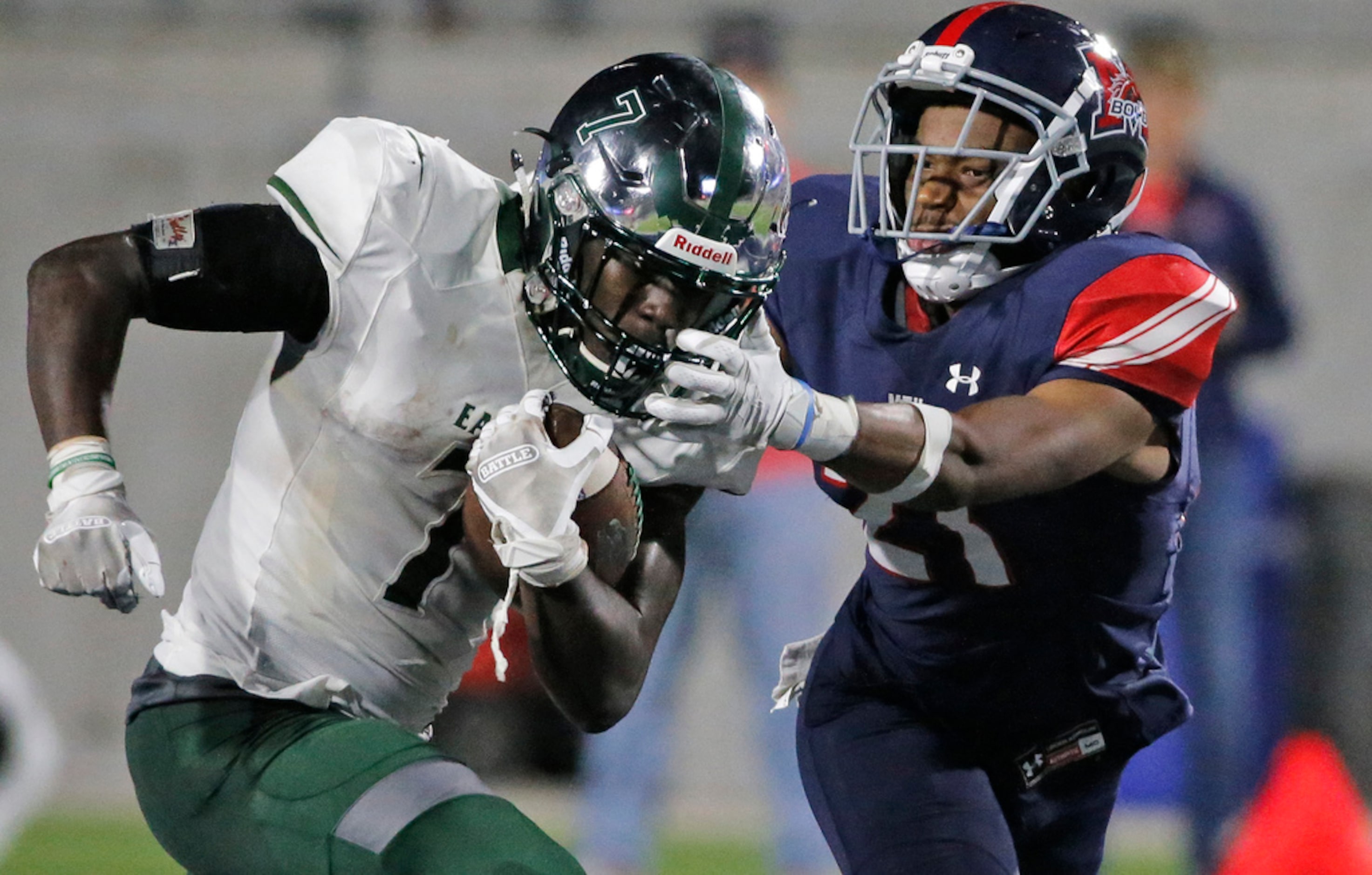 Prosper running back Wayne Anderson (7) breaks away from McKinney Boyd defender Naaman...