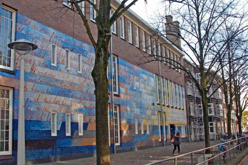 
The school that Anne Frank attended from 1934 until 1941 is painted with quotes from her...