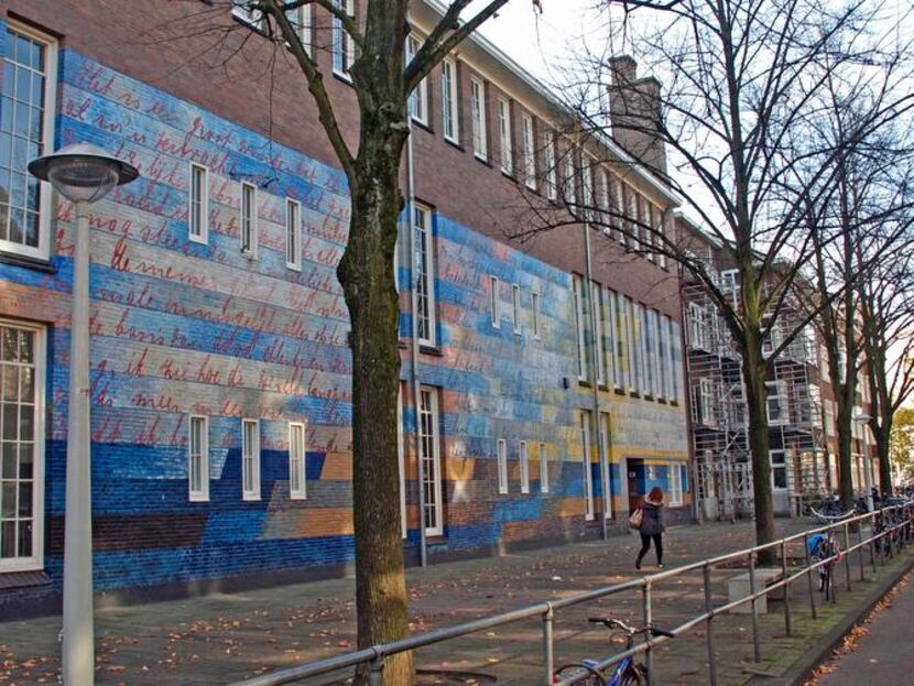 
The school that Anne Frank attended from 1934 until 1941 is painted with quotes from her...
