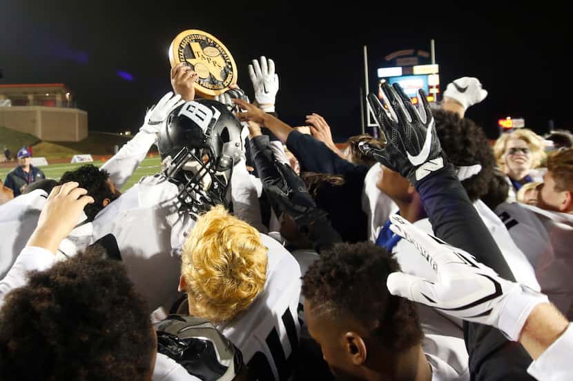 
Bishop Lynch Friars High School celebrate their Championship against Bishop Dunne Falcons...