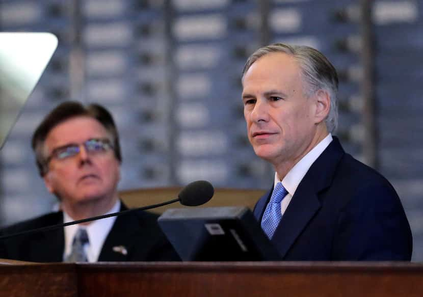 Lt. Gov. Dan Patrick (left) says he has no interest in challenging Gov. Greg Abbott....