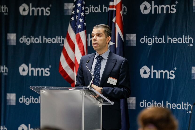 Dr. Victor Pantano, CEO of Digital Health CRC, speaks during a press conference announcing a...