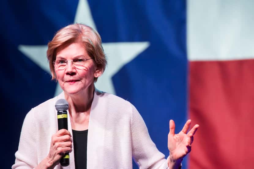 Sen. Elizabeth Warren (D-MA), one of several candidates running for the Democratic Party's...
