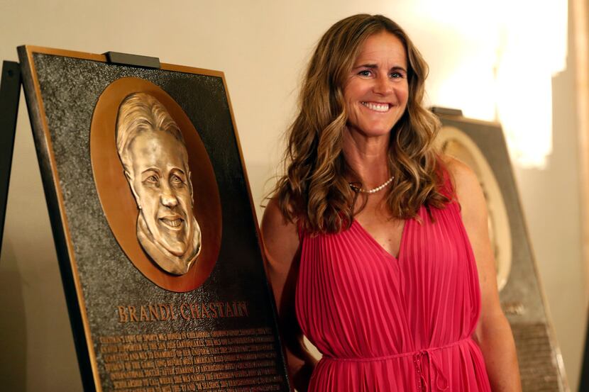 In this photo taken Monday May 21, 2018, Bay Area Sports Hall of Hame inductee Brandi...