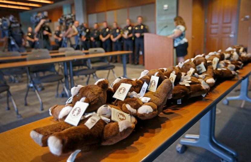 Mothers Against Drunk Driving donated teddy bears to the Grand Prairie Police Department in...