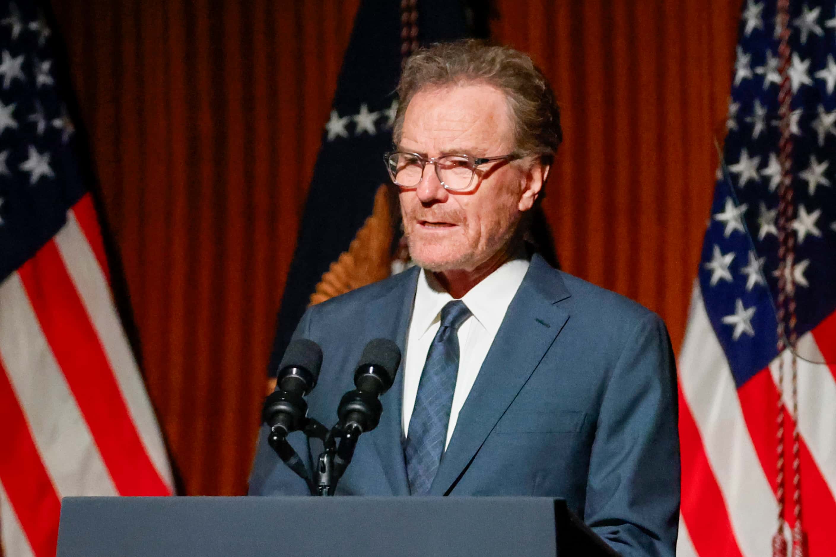Actor Bryan Cranston reads an excerpt of the Civil Rights Act during an event commemorating...