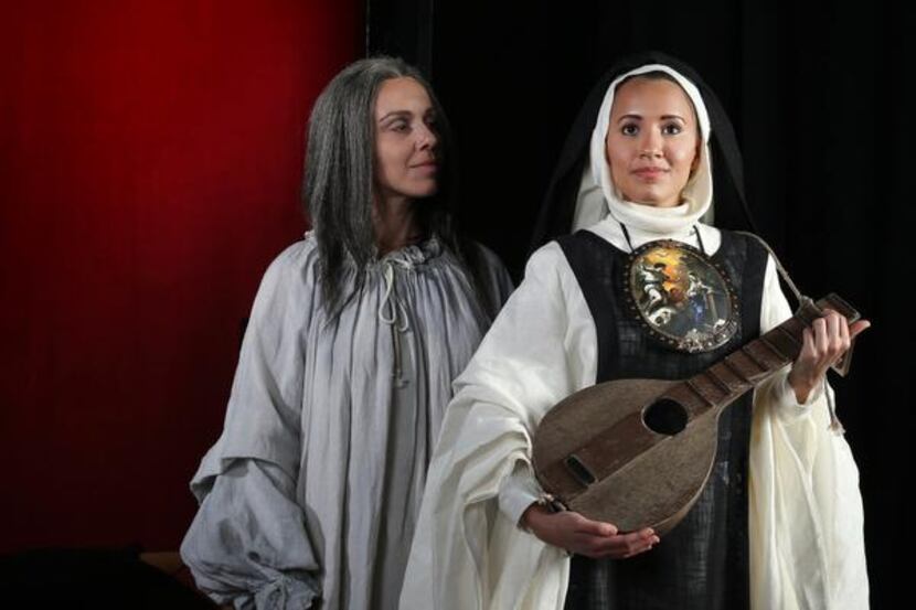 

 
In Fort Worth Opera’s With Blood, With Ink, Sandra Lopez (left) plays Dying Sor Juana...