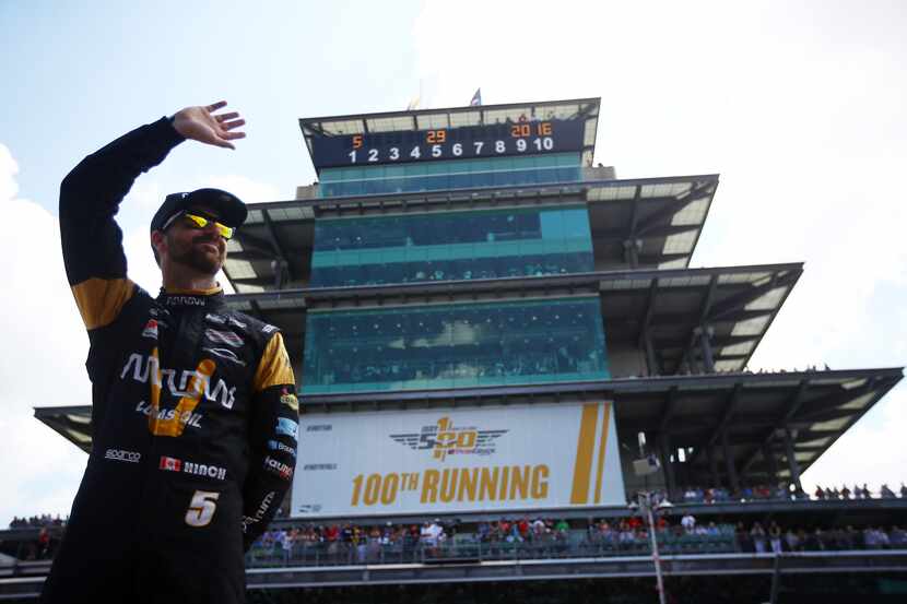 INDIANAPOLIS, IN - MAY 29:  James Hinchcliffe of Canada, driver of the #5 ARROW Schmidt...