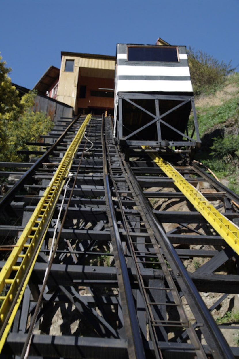 Valparaíso's Ascensor Espíritu Santo has been taking passengers between sea level and the...