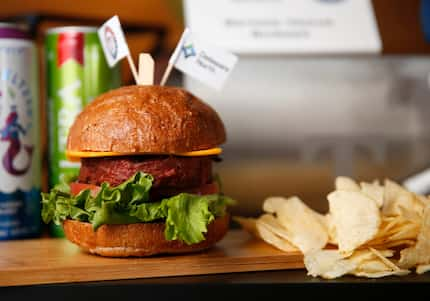 The Beyond Meats vegan burger is one of two new vegan items at Globe Life Park in Arlington.