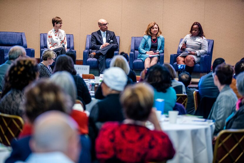 From left: Ann Beeson, CEO of the Center for Public Policy Priorities; Miguel Solis, a...