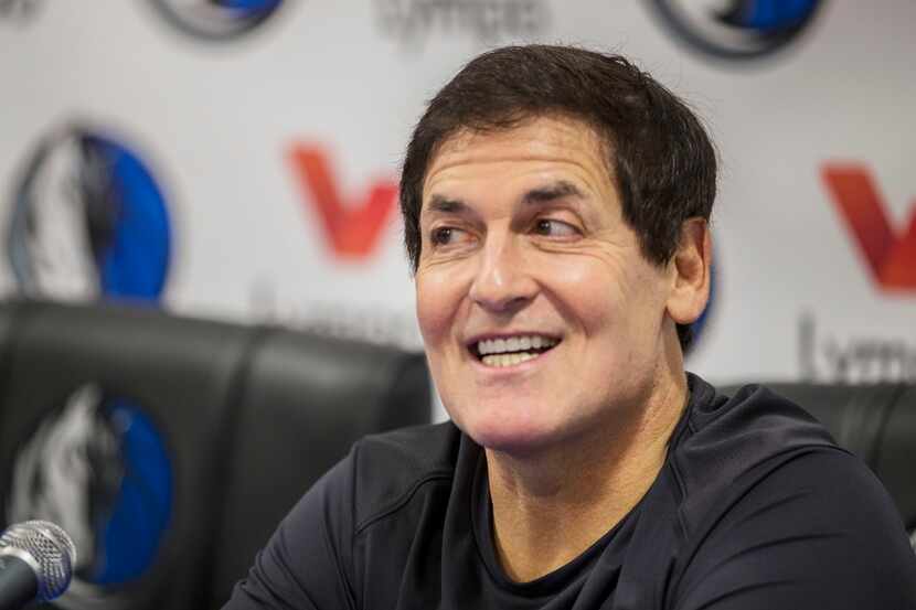 Mark Cuban, owner of the Dallas Mavericks, speaks during a media conference at the Mavericks...