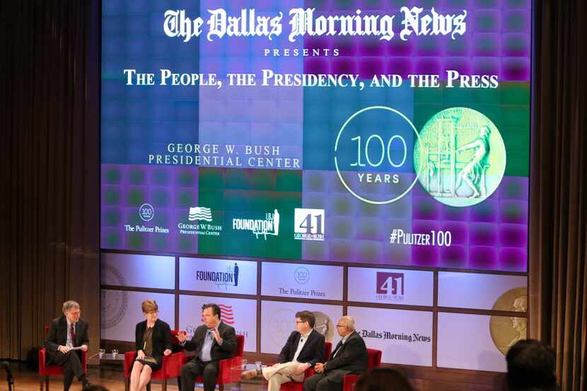  A panel at the Pulitzer Centennial event at the Bush Center in Dallas. Photo by Irwin...
