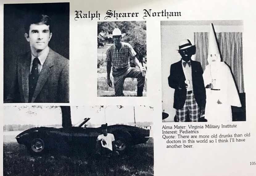 A photo from Gov. Ralph Northam's medical school yearbook shows two men, one in blackface...