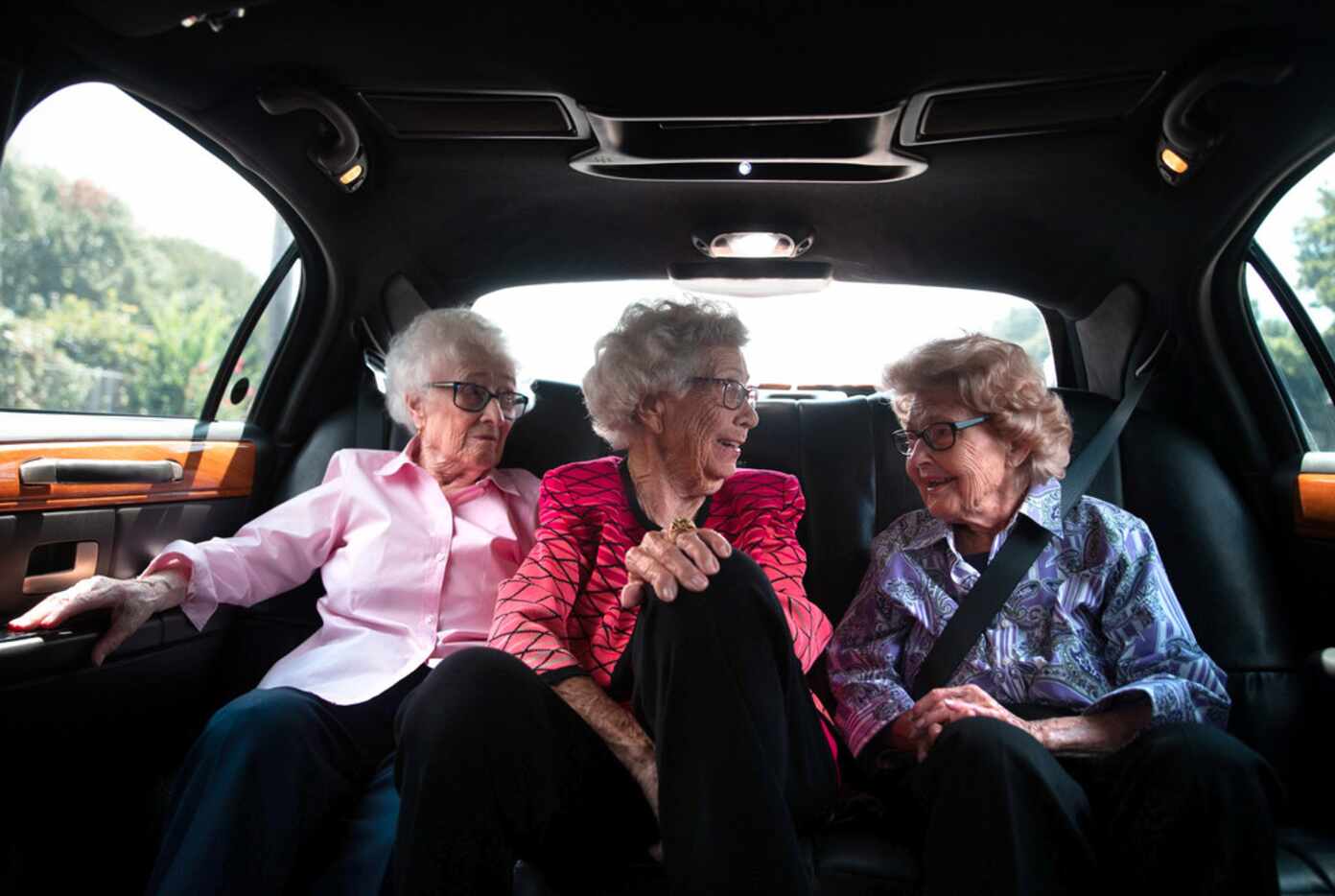From left: Emily Spaniel, 96, Hazel Bankston, 103, and Santillo, 99, had a comfortable ride...