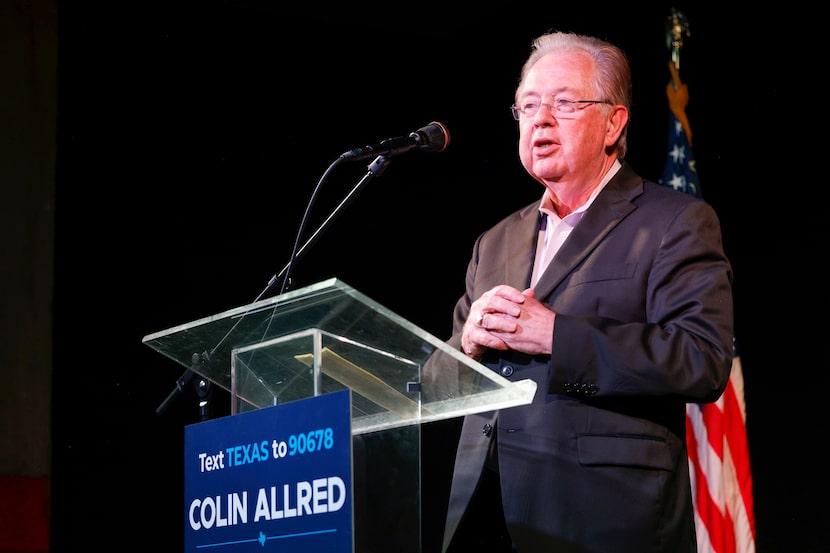 Former Tarrant County Judge Glen Whitley, who served as a Republican, speaks in support of...