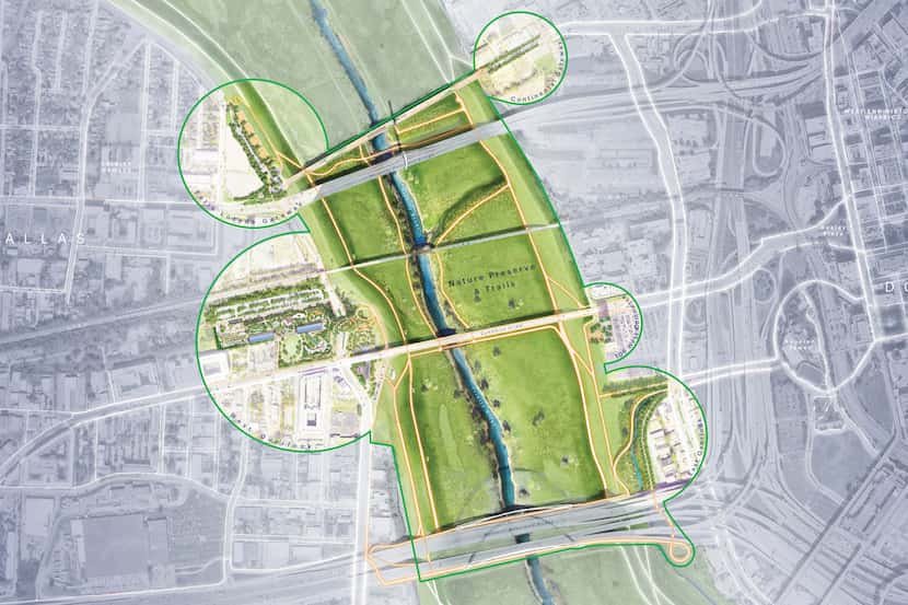 Plan view of the proposed Trinity park designed by landscape architects Michael Van...