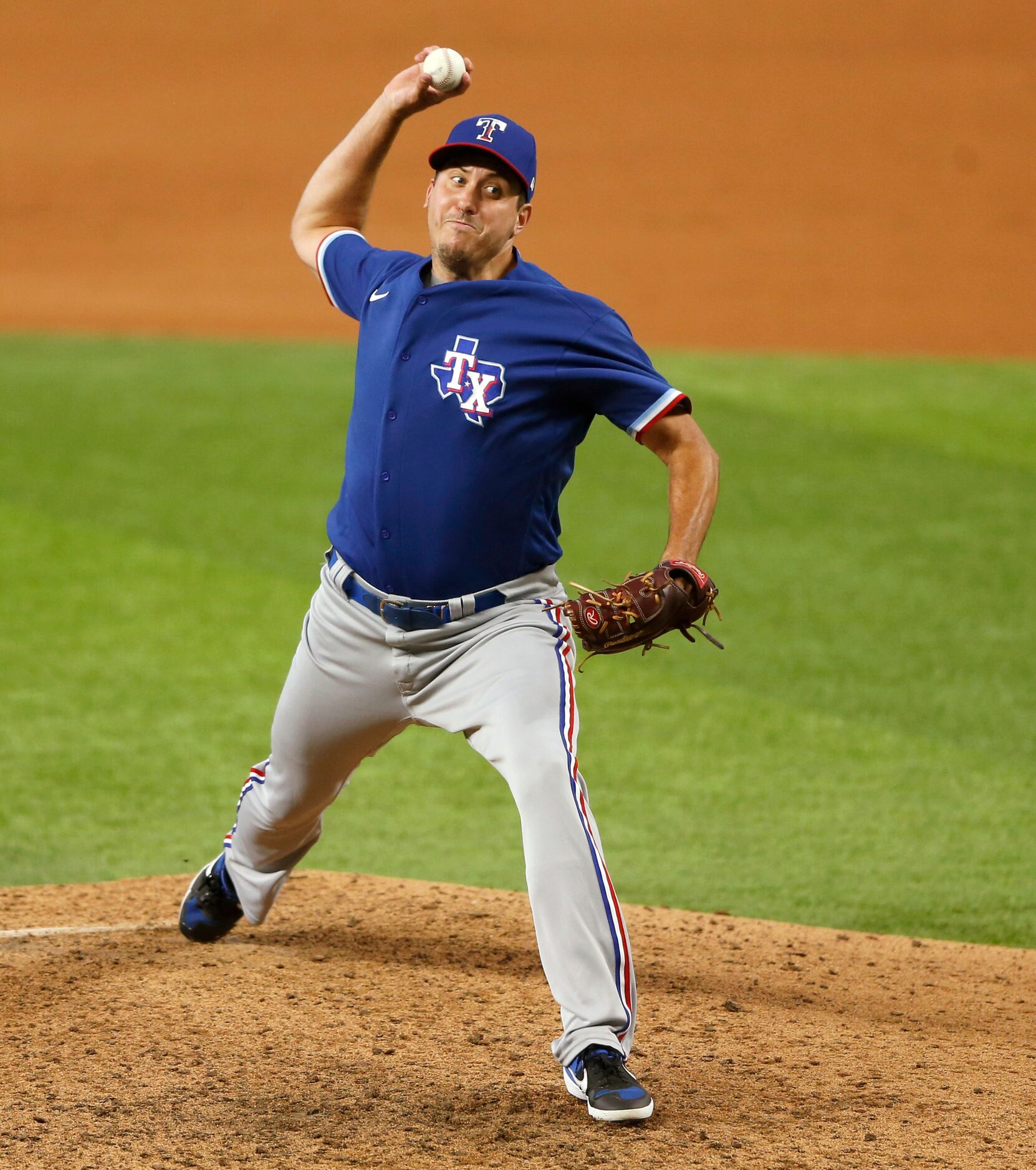 Texas Rangers pitcher Derek Law (71) pitches during Texas Rangers 2020 Summer Camp at Globe...