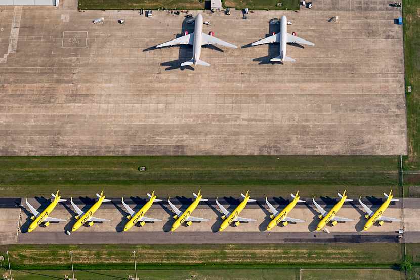 Grounded Spirit Airlines jets at Fort Worth Alliance Airport that Andy Luten photographed...