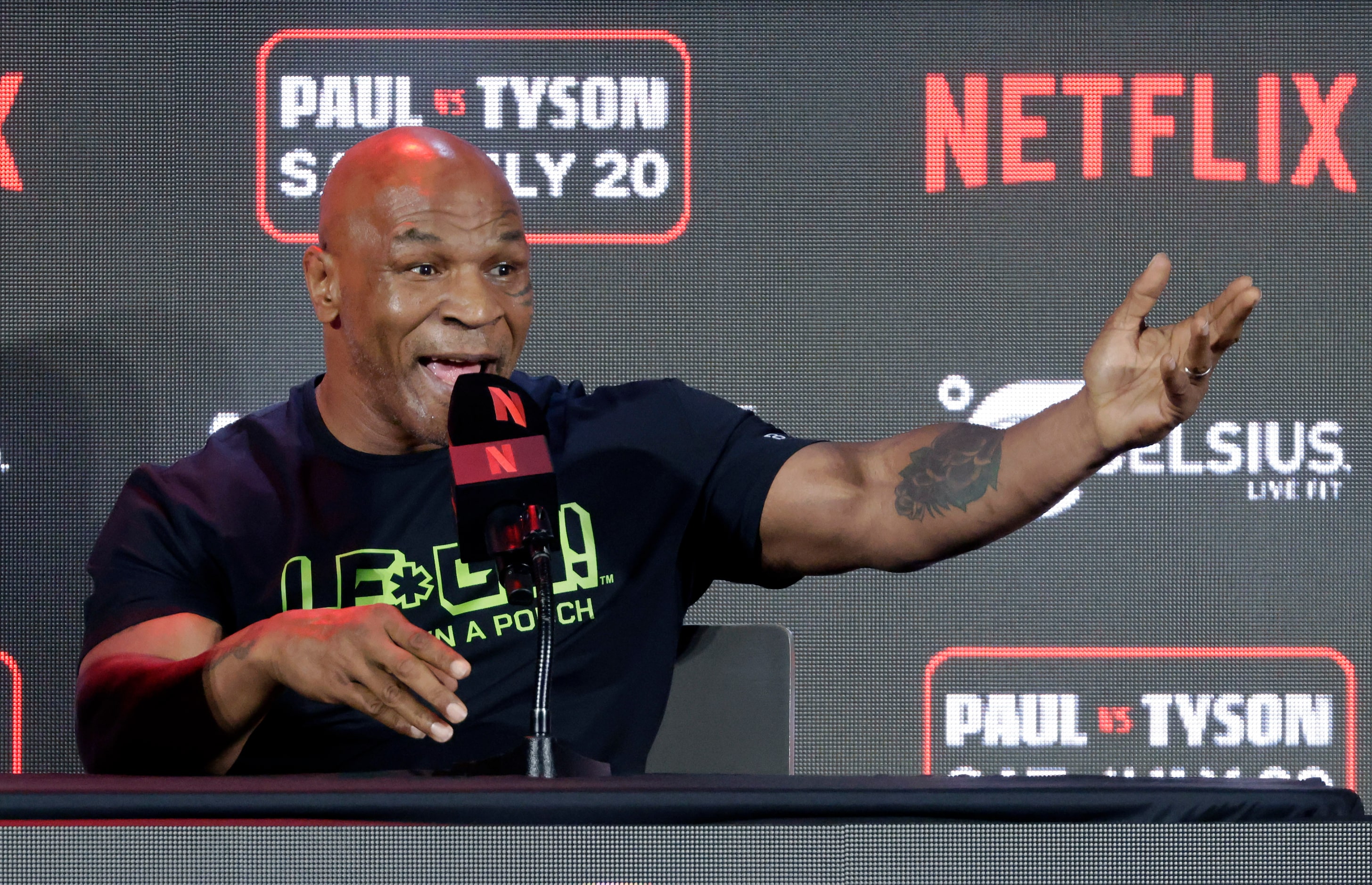 Ahead of his July fight agianst Jake Paul at AT&T Stadium, boxer Mike Tyson responds to a...