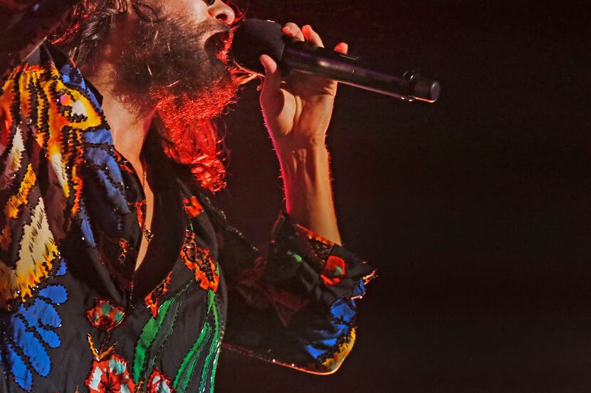 Thirty Seconds to Mars lead vocalist Jared Leto is pictured  in concert at Dos Equis...