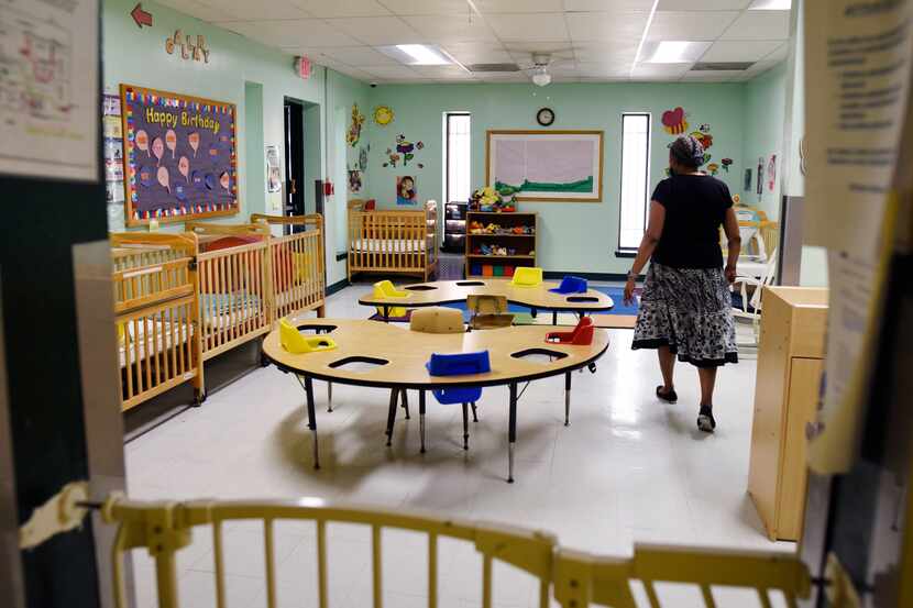 Ora Watson, owner and director of For Keeps Sake Child Care Academy, walks through an empty...
