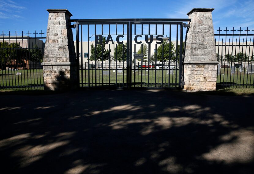 The entrance of Baccus Cemetery in Plano near The Shops at Legacy. 