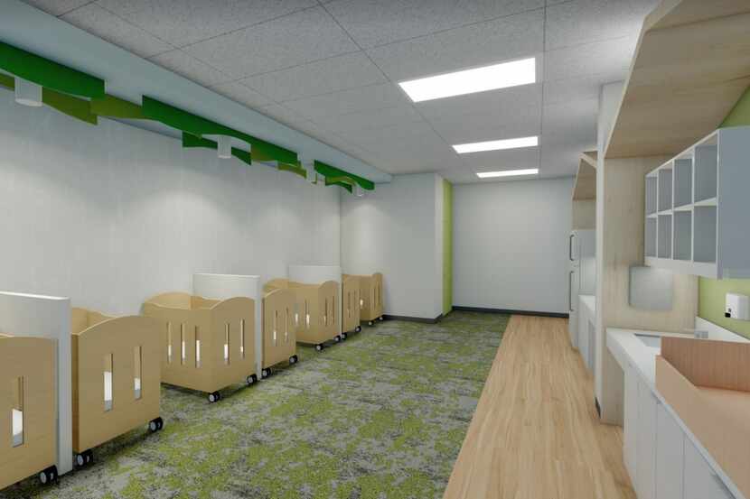 A rendering of the infant care area at the proposed child care center at The Shops at...