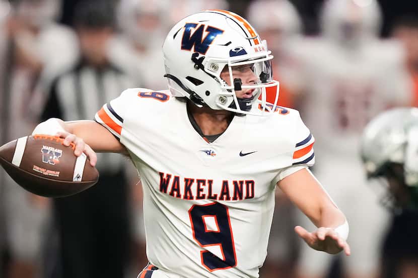 Frisco Wakeland quarterback Brennan Myer (9) looks to pass during the first half of a...