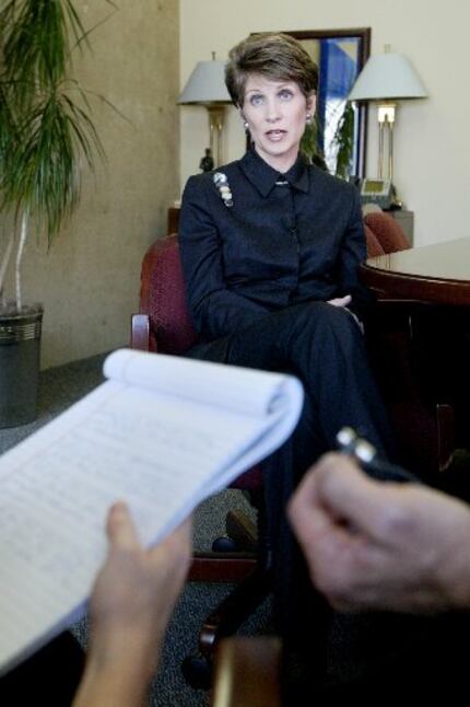 July 7, 2006: Mayor Laura Miller at a news conference at City Hall, explaining why she's...