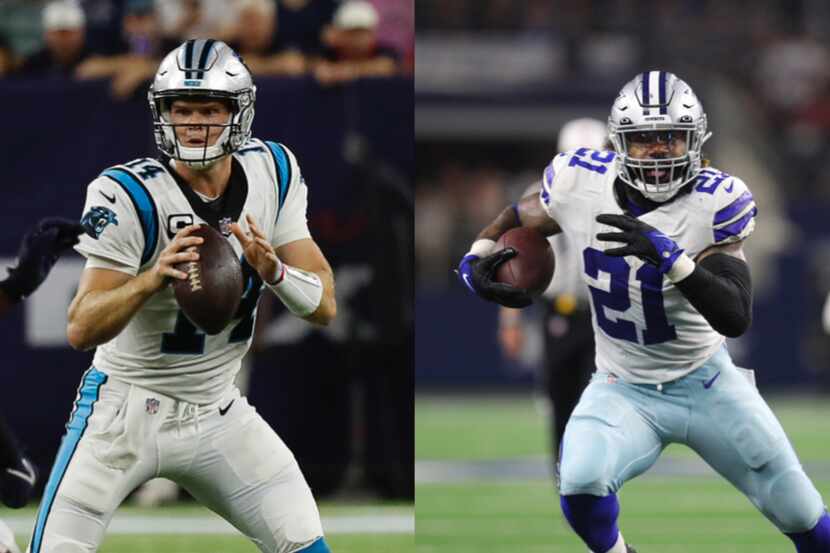 Sam Darnold, mariscal de los Panthers de Carolina y Ezekiel Elliott, corredor de los Cowboys...