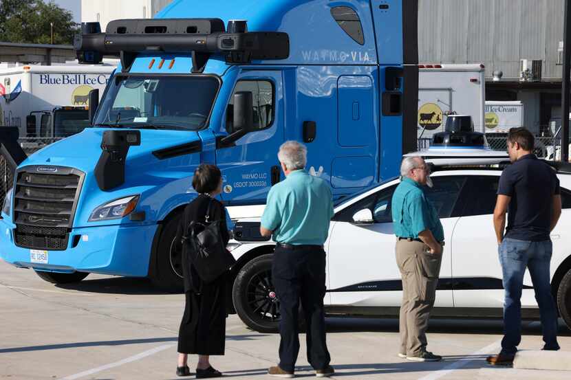 A Waymo Via truck is shown Wednesday at Waymo in Lancaster as Waymo celebrated the opening...