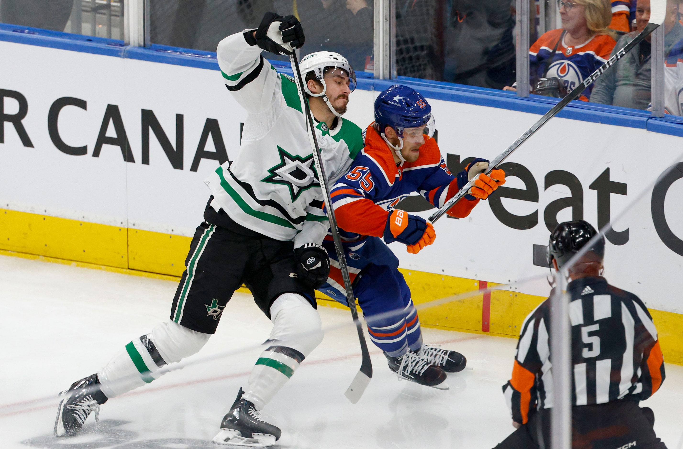 Dallas Stars left wing Mason Marchment (27) skates against Edmonton Oilers left wing Dylan...