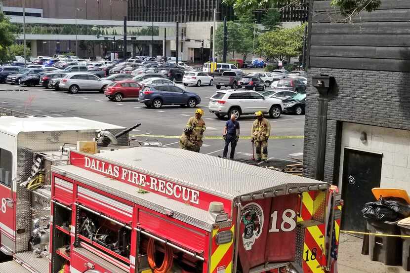 Dallas firefighters battled a blaze downtown Monday morning.