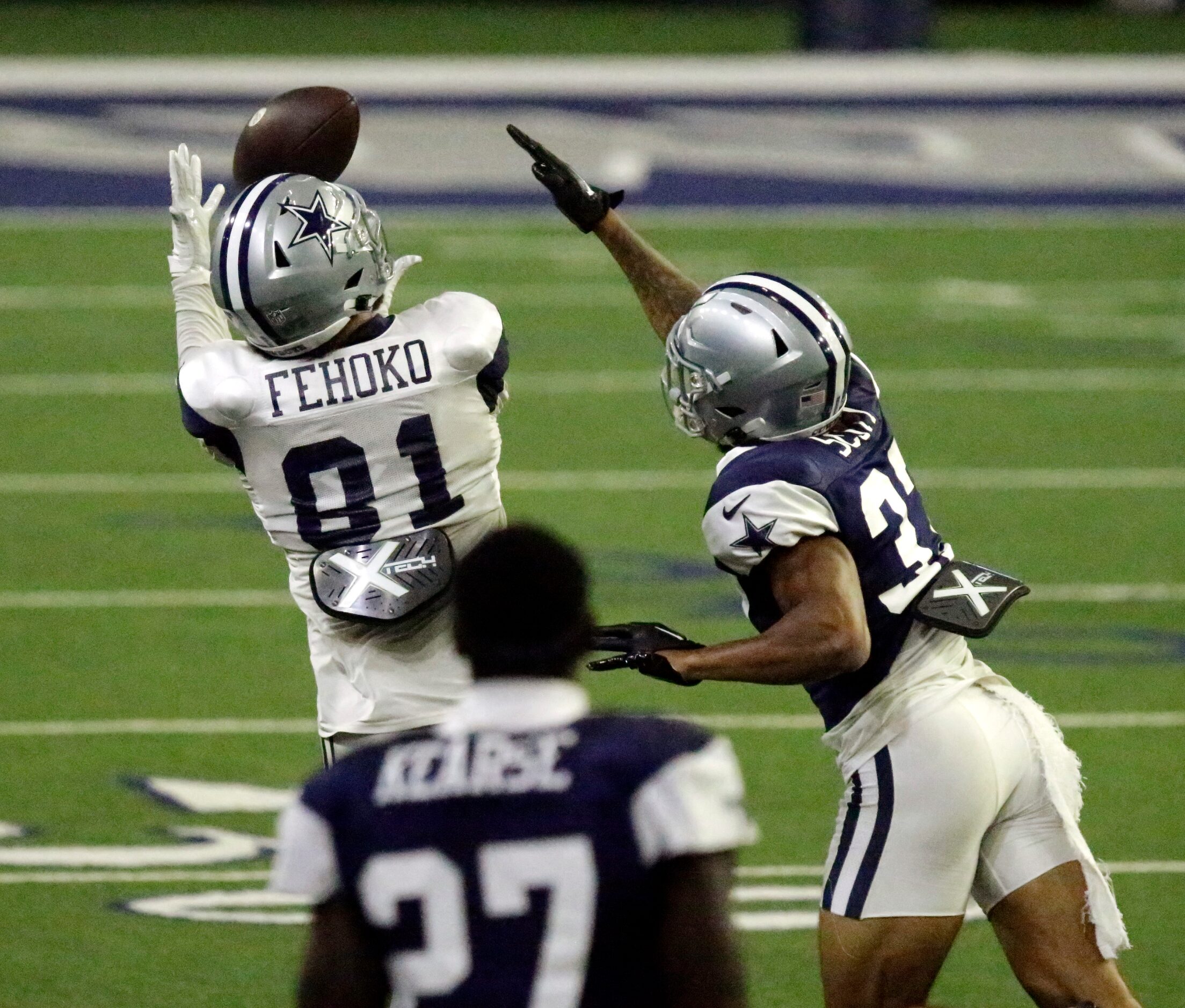 Dallas Cowboys wide receiver Simi Fehoko (81) catches a deep pass during a two minute drill...