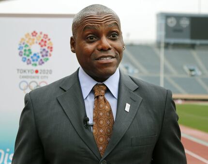 In a March 25, 2013, file photo  former U.S. Olympian Carl Lewis speaks to reporters while...