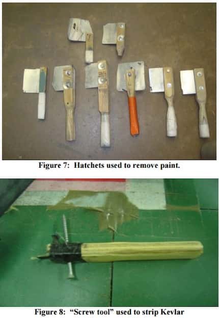 Improvised tools used on helmets.