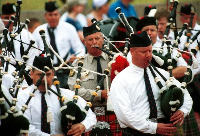 Mike Bardwell (center) performed at many events, such as the annual Texas Scottish Festival...