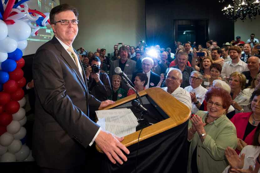  Dan Patrick addressed supporters during an election night watch party after the polls had...