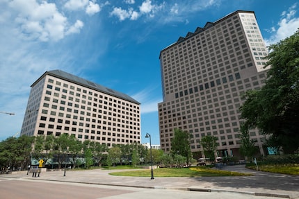 Caterpillar has office space in the west tower, shown on the left, at Williams Square in...