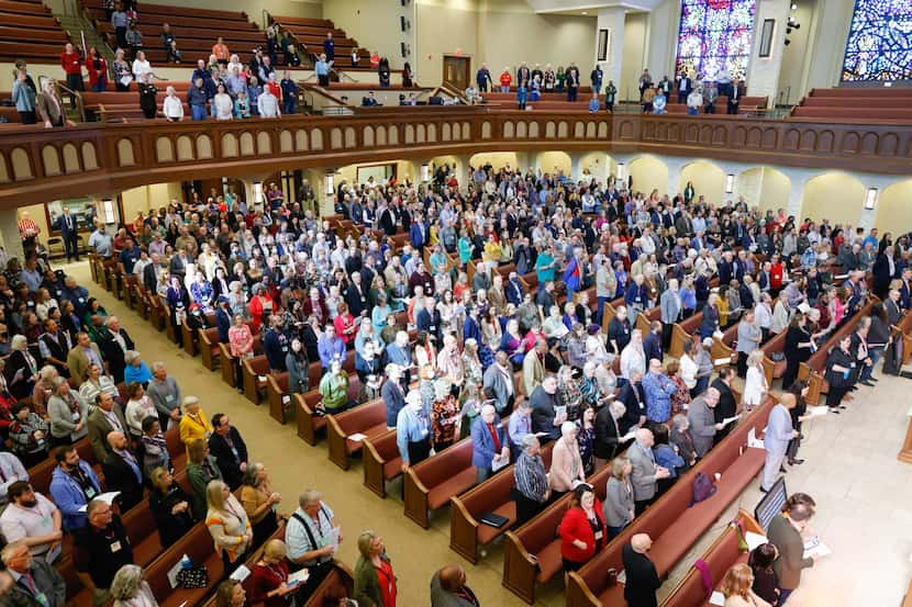 Delegates of the Conference during a special called session at the Christ United Methodist...