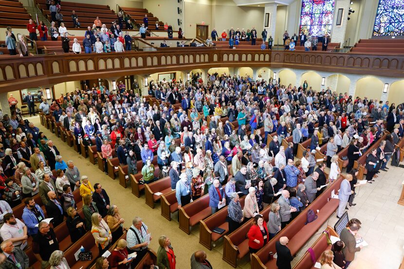 Delegates of the Conference during a special called session at the Christ United Methodist...