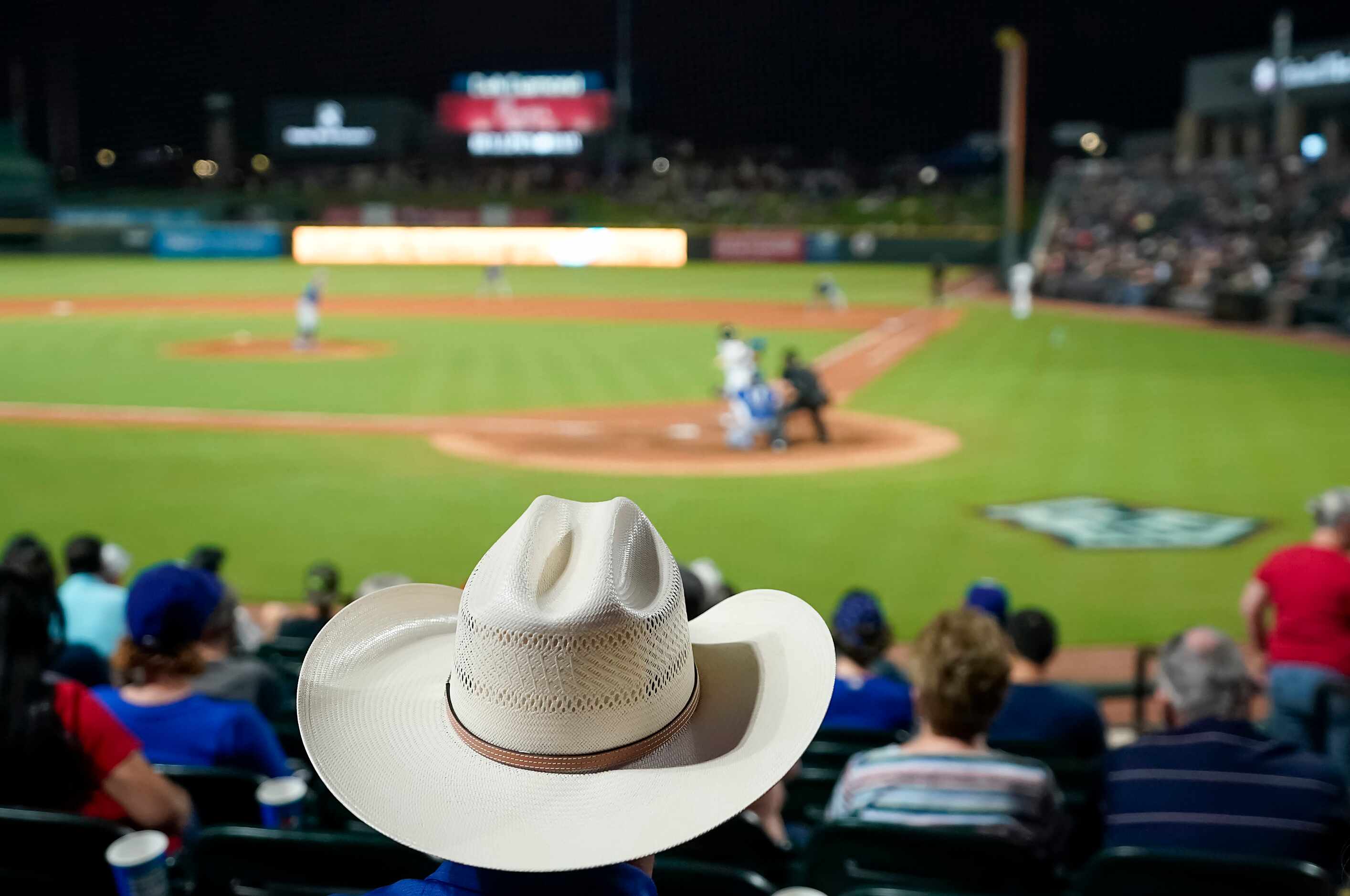 Fans watch the Round Rock Express face the Oklahoma City Dodgers during the season opener at...
