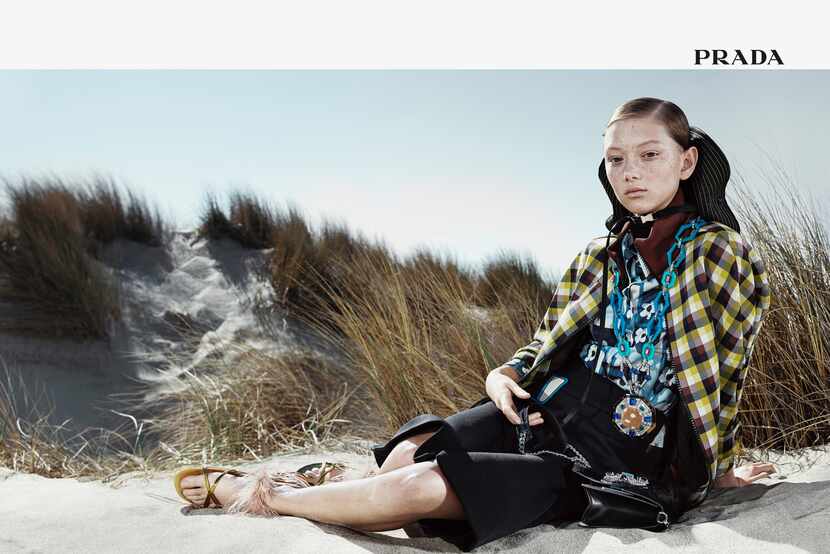 Sara Grace Wallerstedt in a print ad for Prada (Courtesy of Wallflower Model Management) 