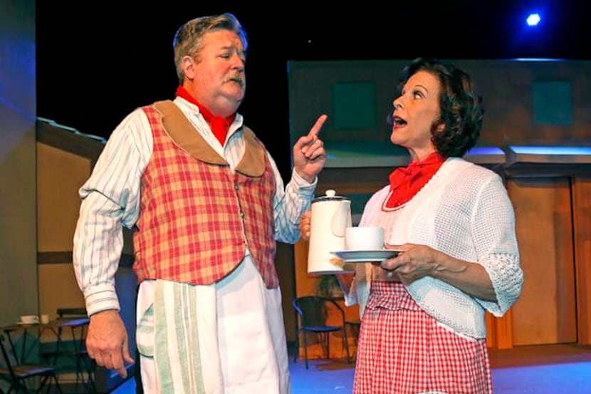 
Lucia Welch (right) as Denise and Hank Henry as Claude in scene from “The Baker's Wife.”
