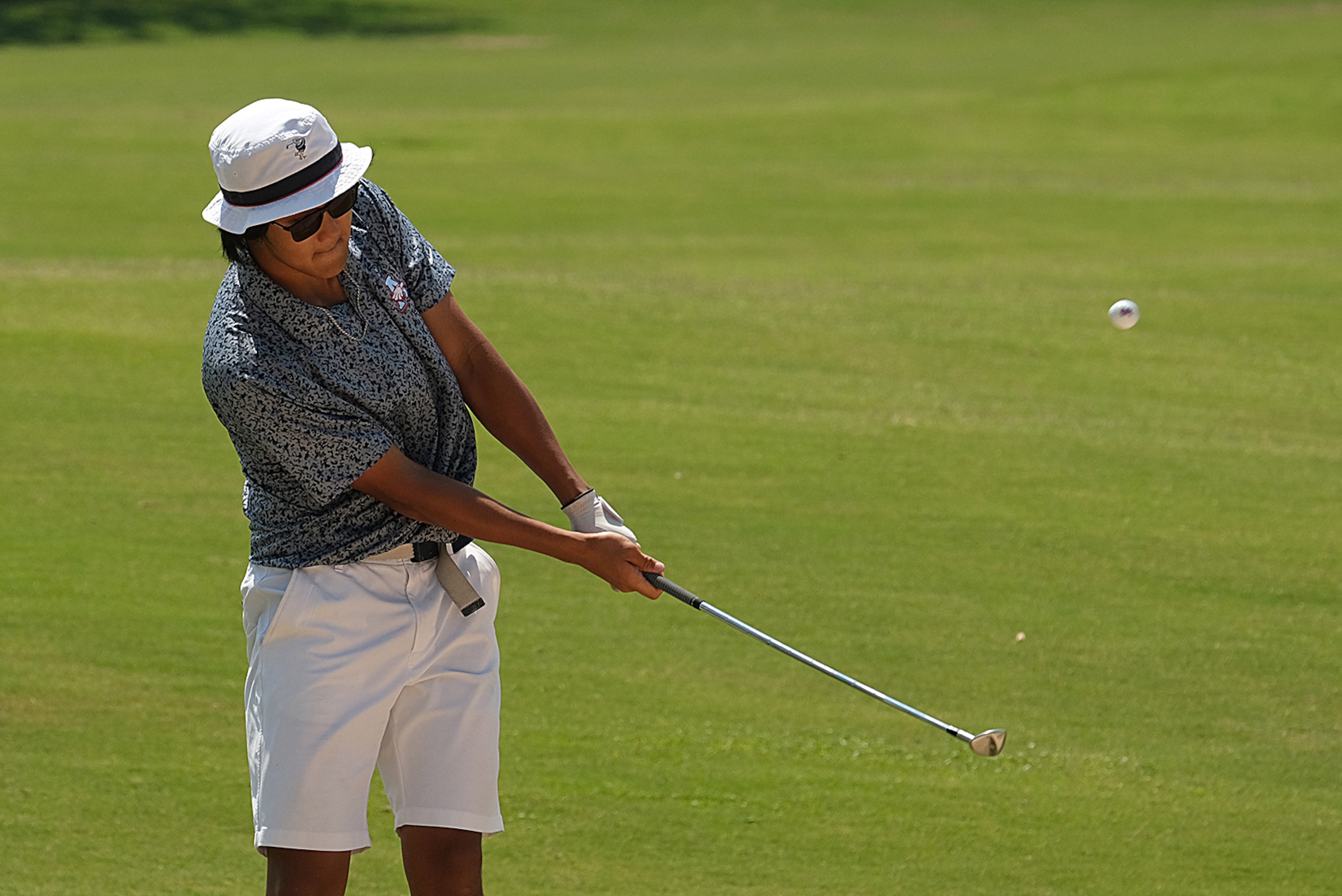 Matthew Rui of Allen hits on the fairway Day 2 of the UIL 6A boys golf state tournament on...