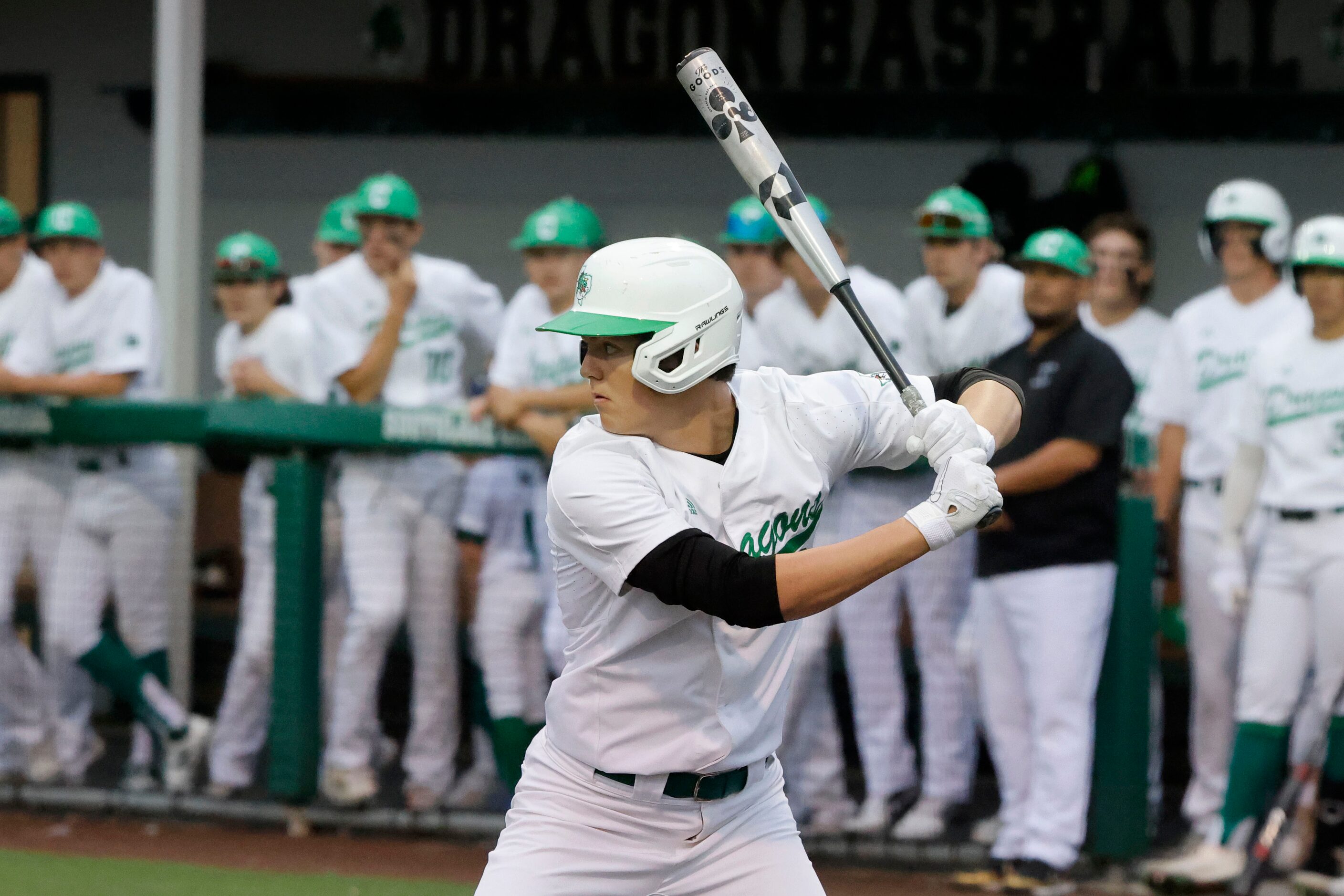 Southlake’s Owen Proksch bats against Keller Timber Ridge during the first inning of a...